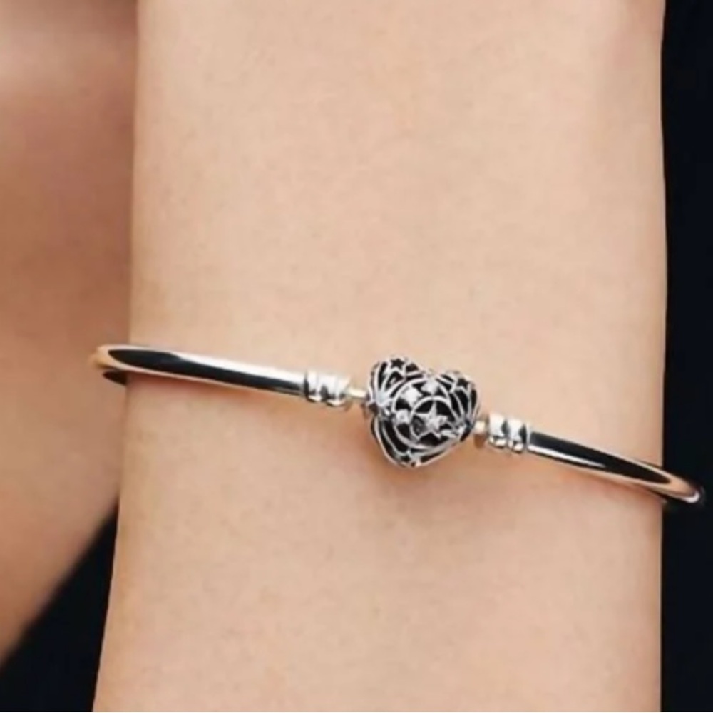 Pandora Celestial Heart Clasp Bangle Bracelet